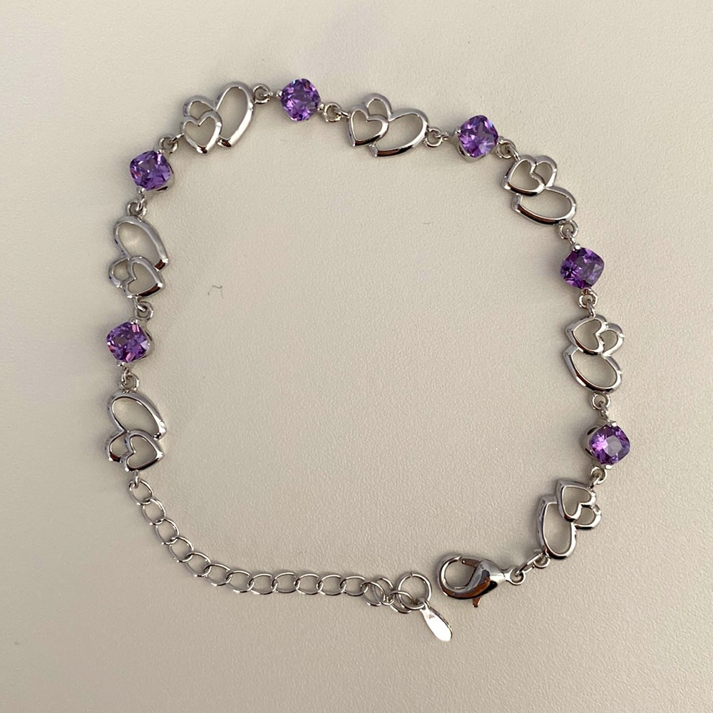 sterling silver double heart chain bracelet